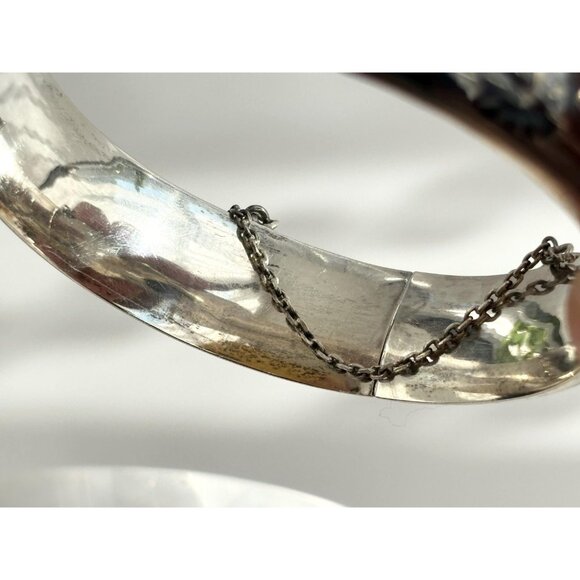 Siam Sterling Silver 925 Hand Carved Hinged Enclosure Vintage Bangle Bracelet - Picture 16 of 16